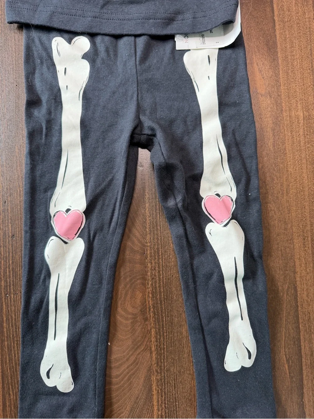Carter's Black Skeleton Pajama Set with Pink Heart Details